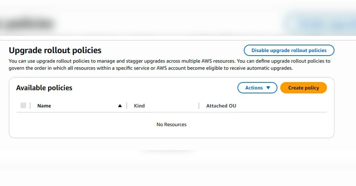 AWS Organizations에서 Amazon Aurora 및 Amazon RDS 자동 마이너 버전 업그레이드를 위한 업그레이드 롤아웃 정책 지원