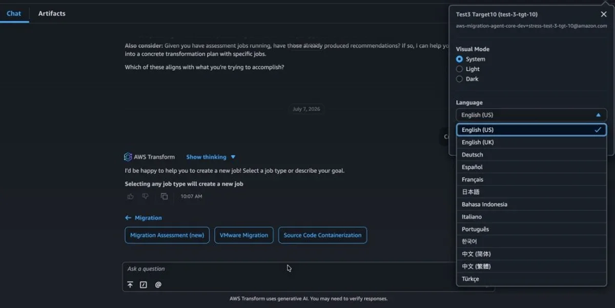AWS Transform for migrations, 이제 13개 언어에 대한 현지화 지원