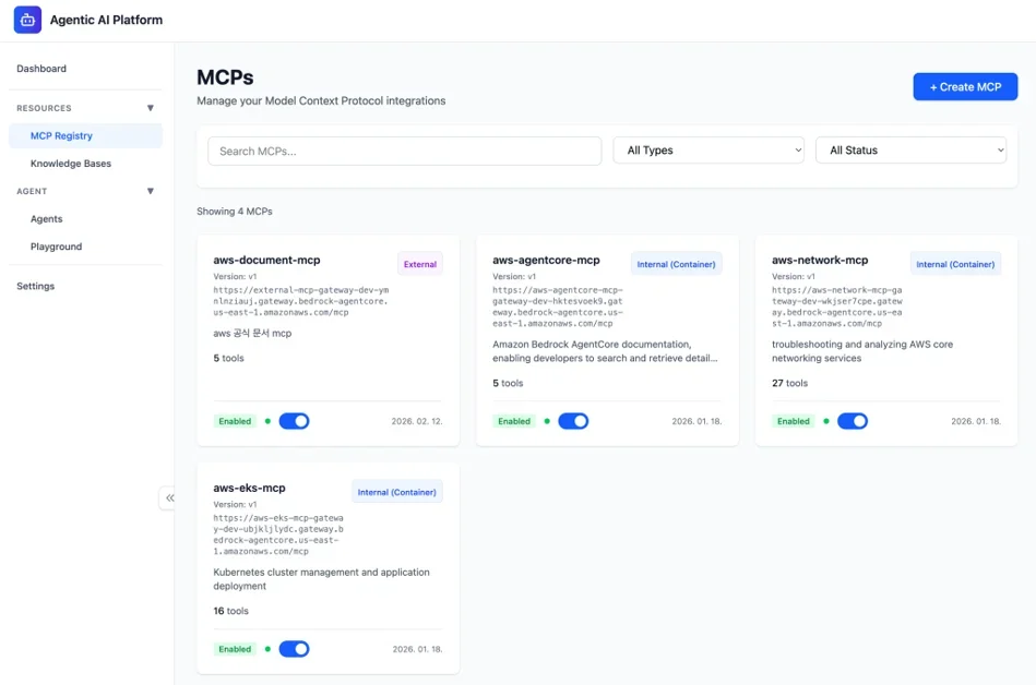 Agentic AI 기반 플랫폼 –  Part2 : AgentCore Gateway, Identity로 구현하는 MCP Registry