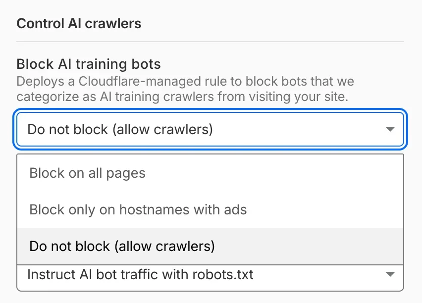 Your site, your rules: new AI traffic options for all customers
