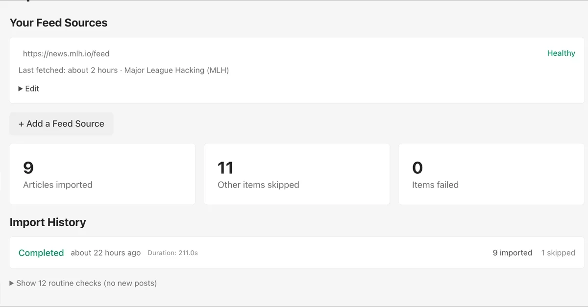 Revamped RSS Feed Imports