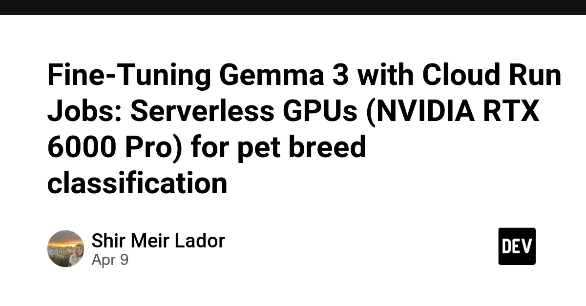 Fine-Tuning Gemma 3 with Cloud Run Jobs: Serverless GPUs (NVIDIA RTX 6000 Pro) for pet breed classification 🐈🐕