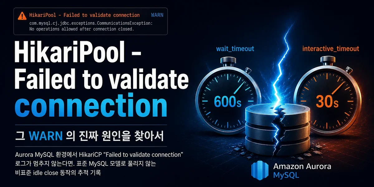 Aurora MySQL의 숨겨진 idle close 동작 — HikariCP "Failed to validate connection" 추적기