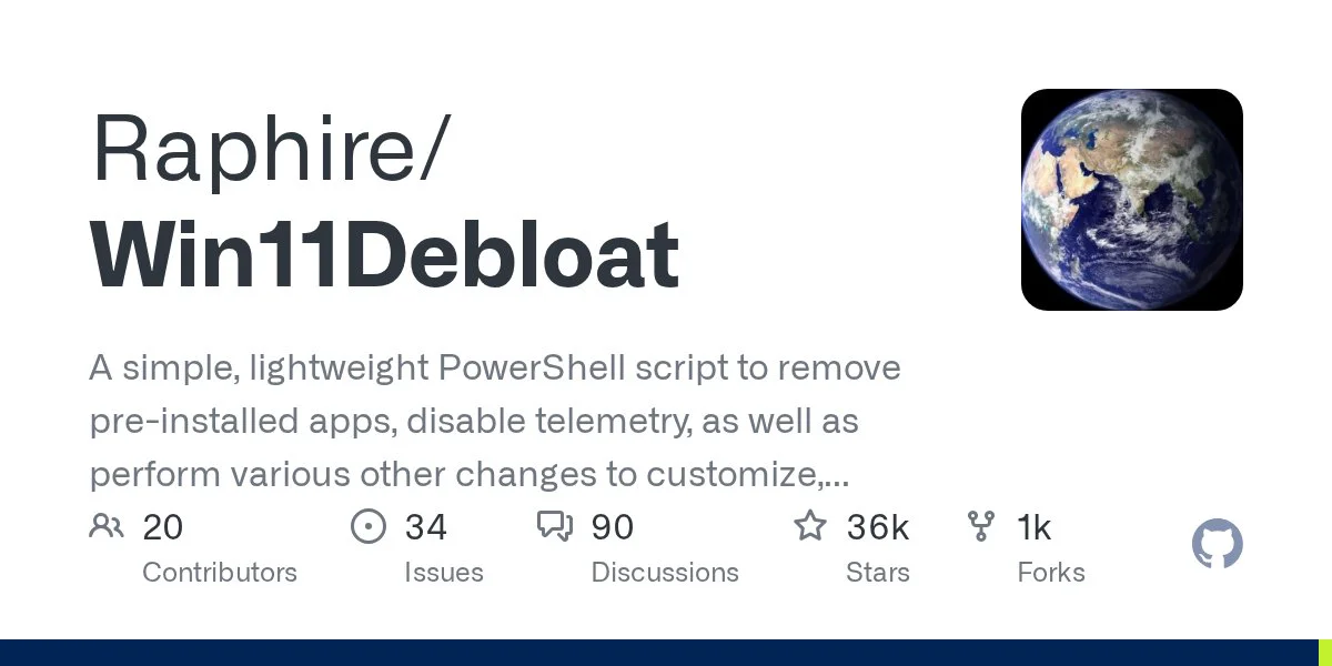 Raphire / Win11Debloat