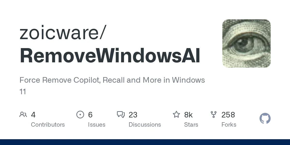 zoicware / RemoveWindowsAI