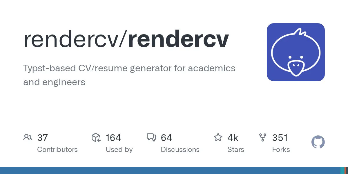 Show HN: RenderCV – Open-source CV/resume generator, YAML → PDF