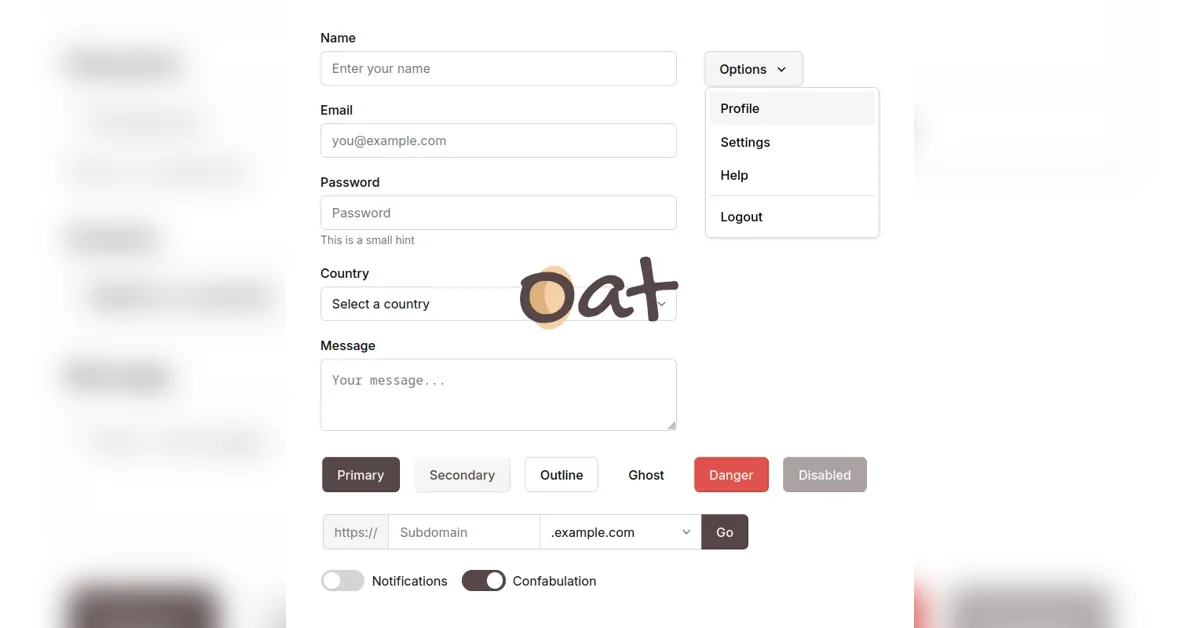 Oat – Ultra-lightweight, semantic, zero-dependency HTML UI component library