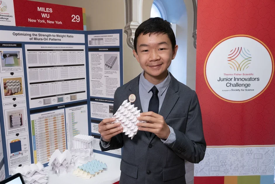 14-year-old Miles Wu folded origami pattern that holds 10k times its own weight