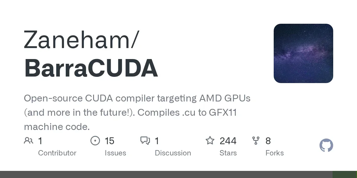 BarraCUDA Open-source CUDA compiler targeting AMD GPUs