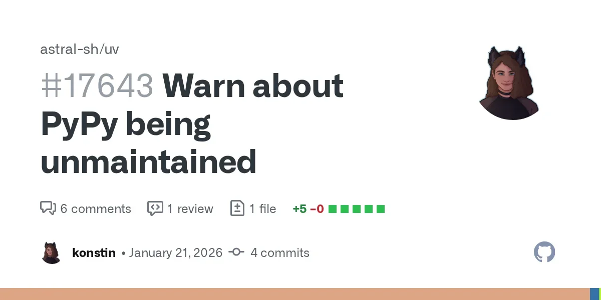 Warn about PyPy being unmaintained