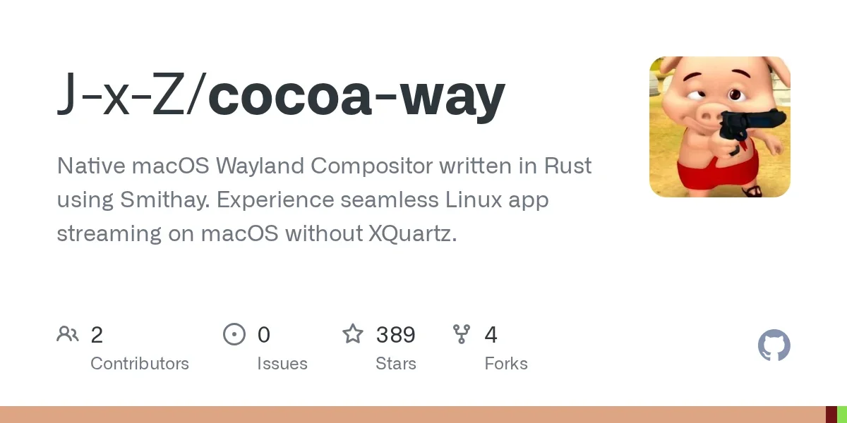 Cocoa-Way – Native macOS Wayland compositor for running Linux apps seamlessly