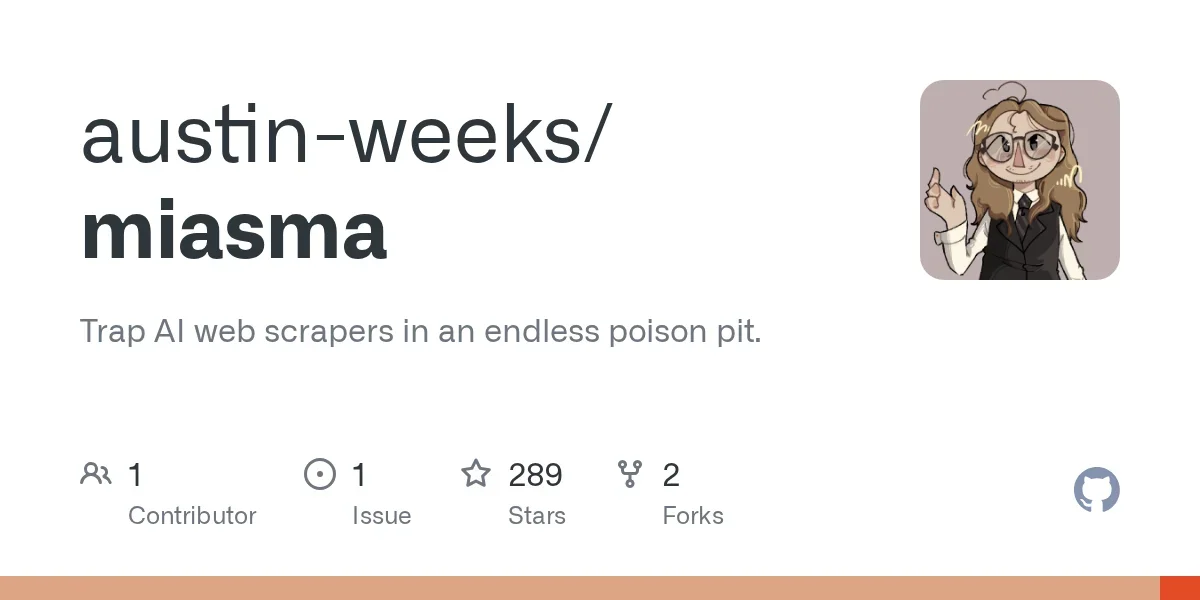 Miasma: A tool to trap AI web scrapers in an endless poison pit