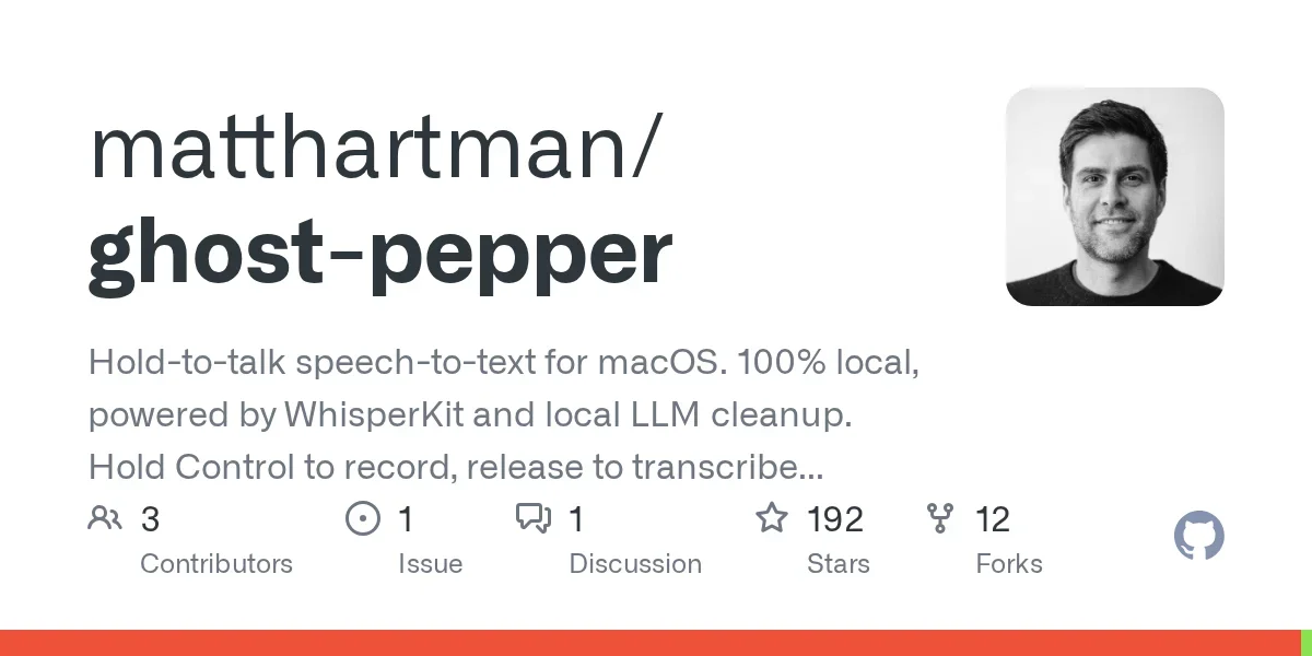 Show HN: Ghost Pepper – 100% local hold-to-talk speech-to-text for macOS