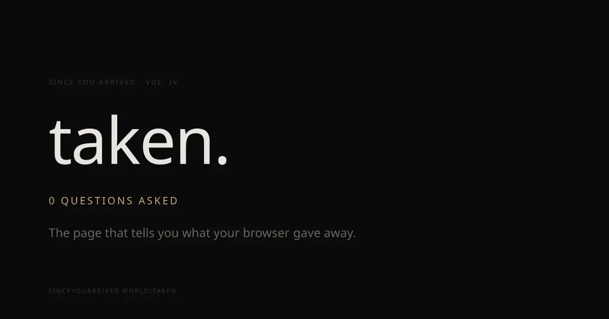 A web page that shows you everything the browser told it without asking