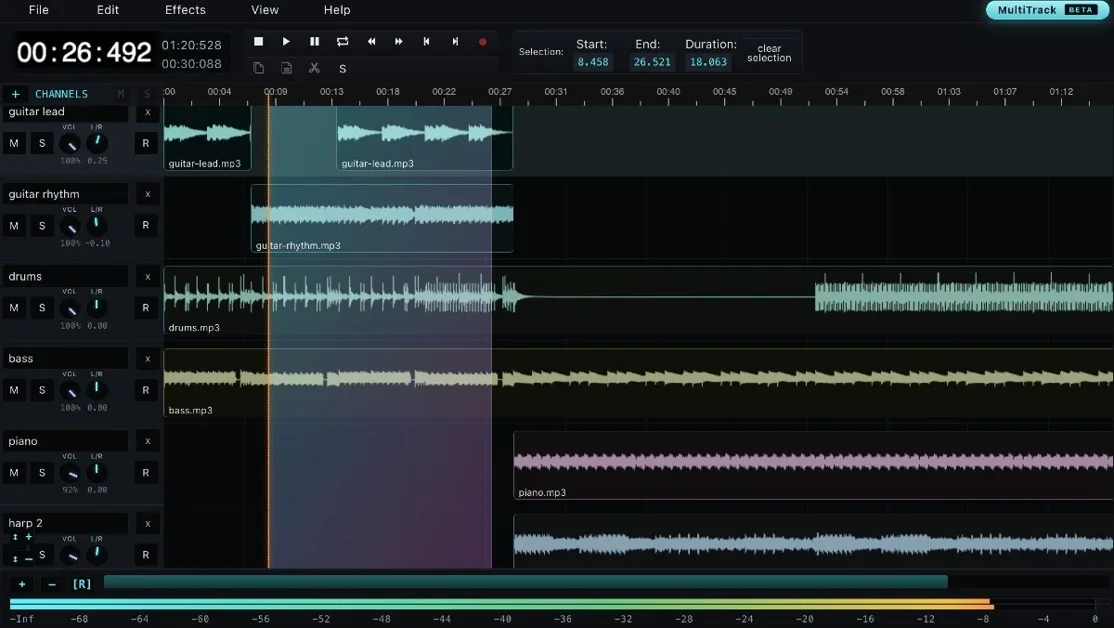 Show HN: Audiomass – a free, open-source multitrack audio editor for the web