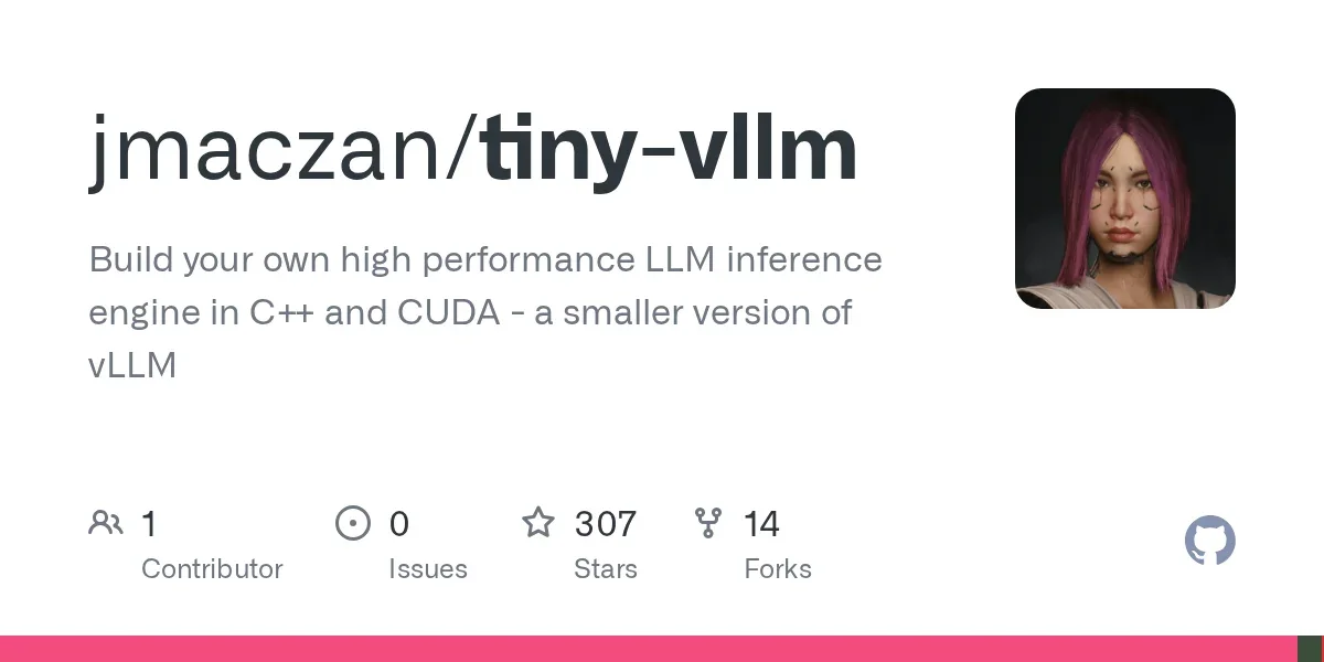 Show HN: Tiny-vLLM – high performance LLM inference engine in C++ and CUDA