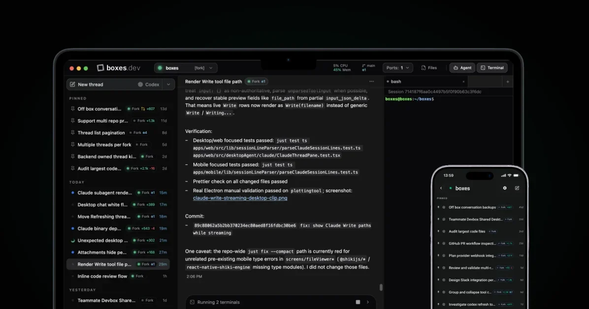 Show HN: Boxes.dev: ditch localhost; run Claude Code and Codex in the cloud
