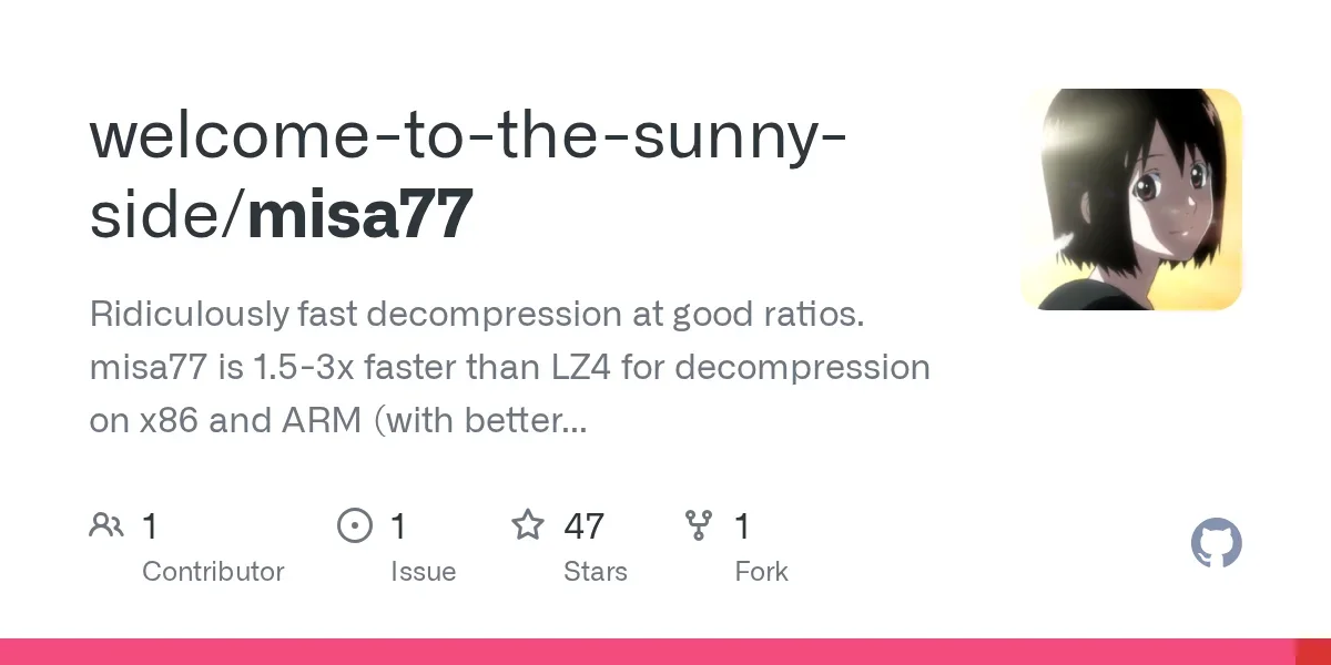 Show HN: misa77 - a codec that decodes 2x faster than LZ4 (at better ratios)