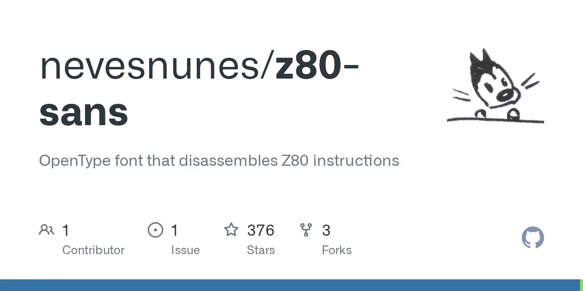 z80-sans: OpenType font that disassembles Z80 instructions