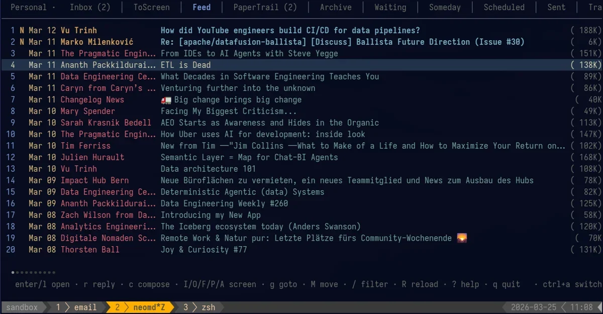 neomd: A minimal email TUI where you read with Markdown and write in Neovim