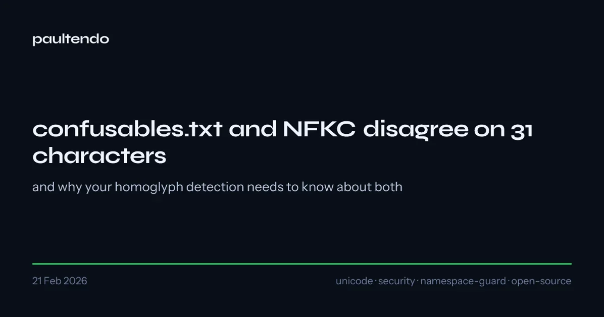 confusables.txt and NFKC disagree on 31 characters