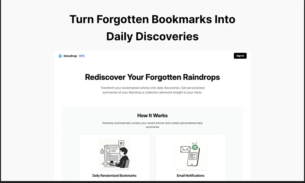 [Dewdrop] Turn your forgotten bookmarks into daily discoveries