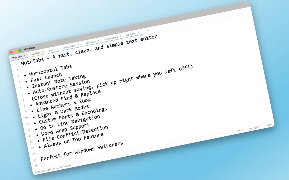 [NoteTabs] Native macOS text editor with horizontal tabs & auto-restore