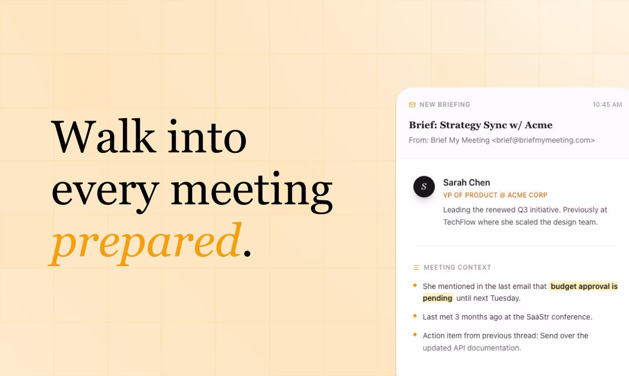 [Brief My Meeting] AI meeting briefs delivered to your inbox. Open source