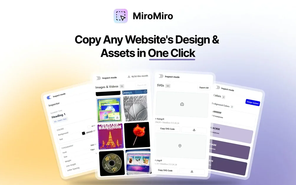 [MiroMiro] Copy any website's design & assets in one click