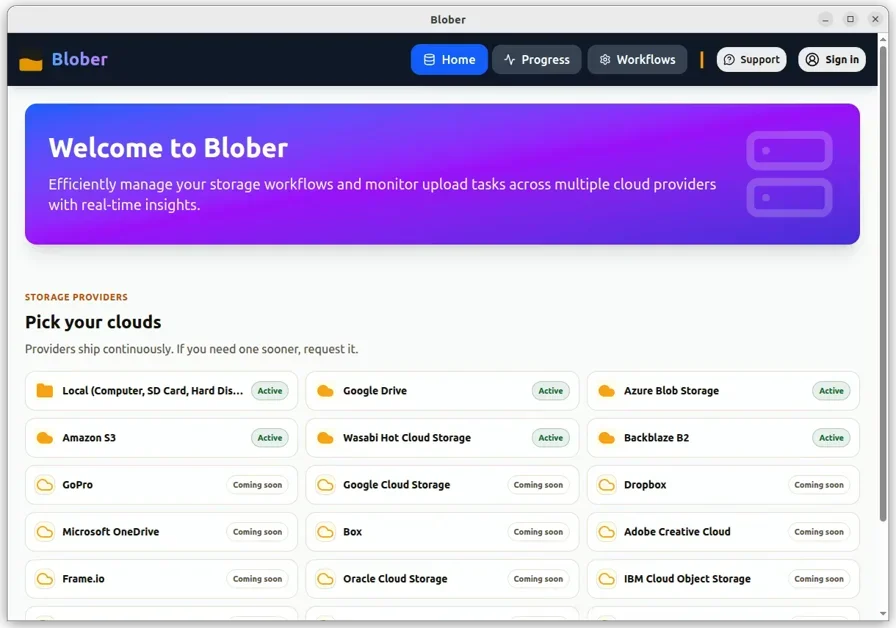 [Blober.io] The easiest way to transfer files between cloud providers.