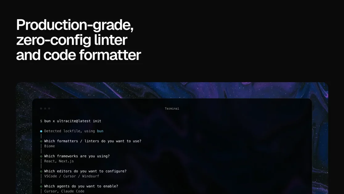 [Ultracite v7] Opinionated, zero-config code linter and formatter
