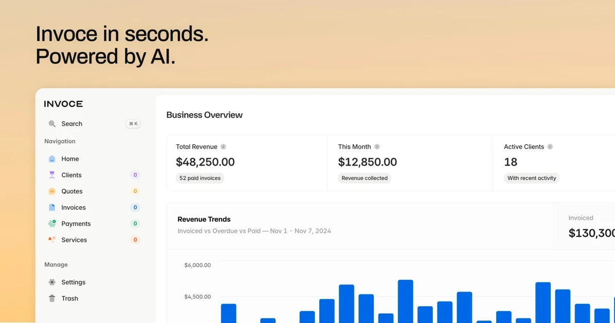 [Invoce.ai] Chat with AI to create invoices in seconds