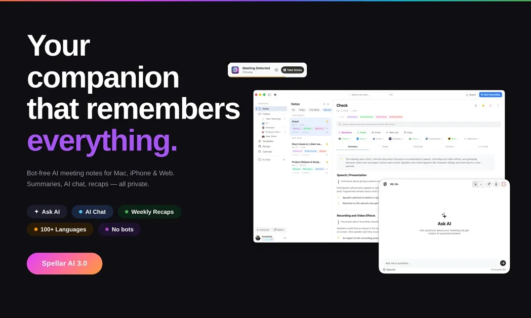 [Spellar 3.0] AI Meeting companion with cross-meeting memory