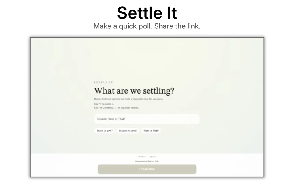 [Settle It] Quick polls to settle small decisions