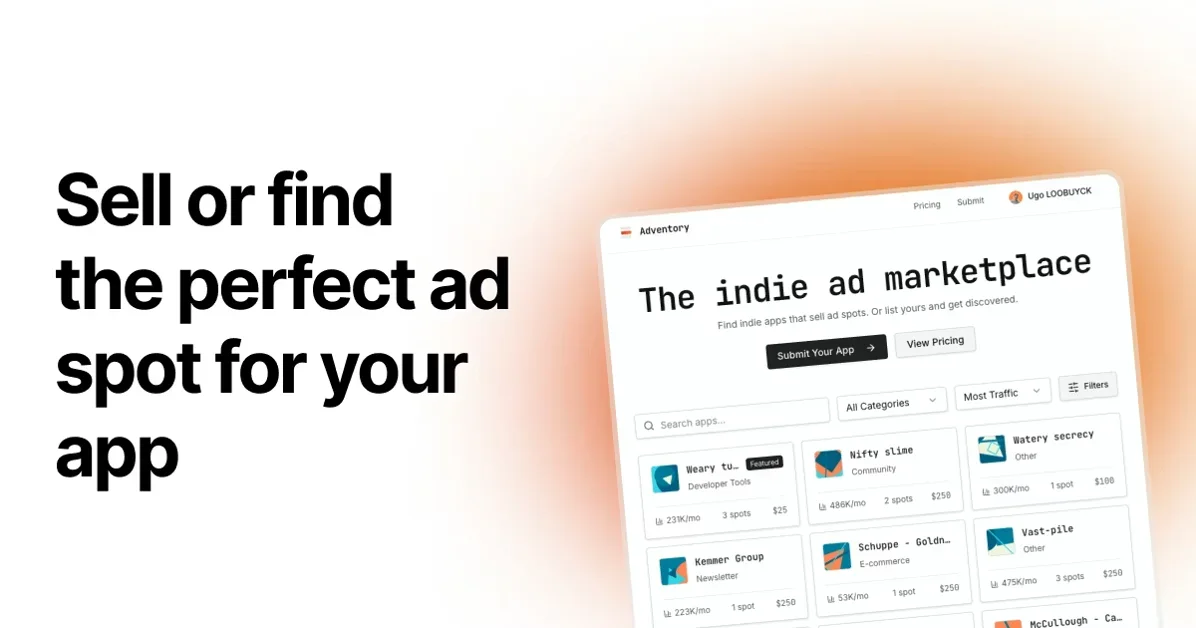 [Adventory] The indie ad markeplace to sell or find ad spots
