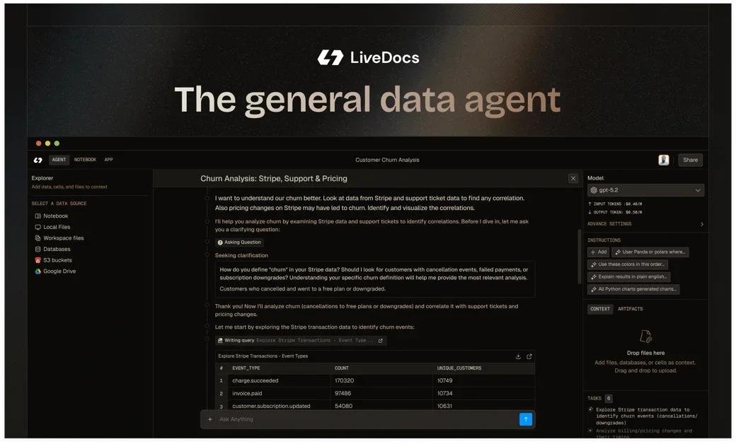[Livedocs] The general data agent