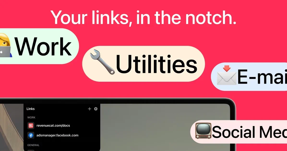 [LinkNotch] Turn your MacBook Notch into a fast access bookmark bar.