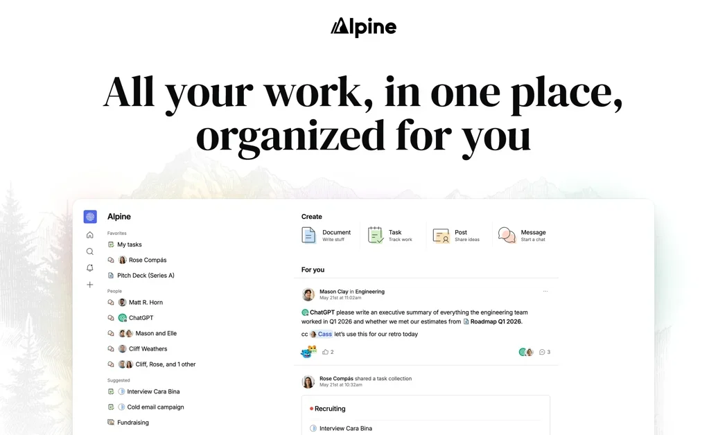 [Alpine] All your work in one place: docs, tasks, chat, AI and more