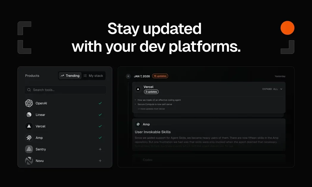 [Recent.dev] Real-time changelog updates for your favorite tools