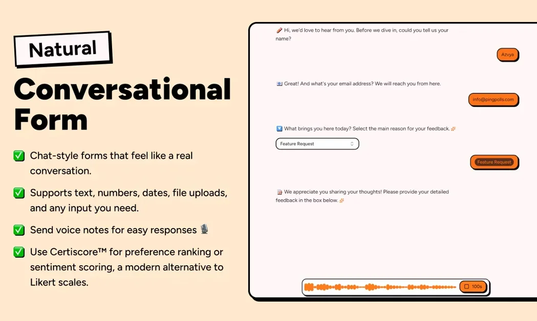 [PingPolls v1.0] AI Forms that feel natural, not just conversational.