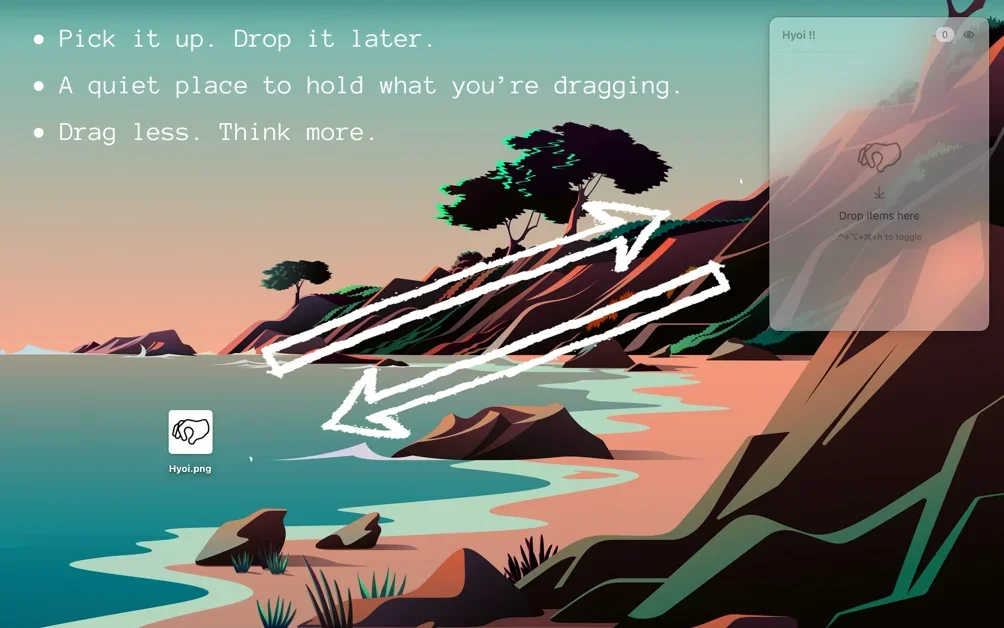[Hyoi] A magical shelf that appears when you drag files on Mac