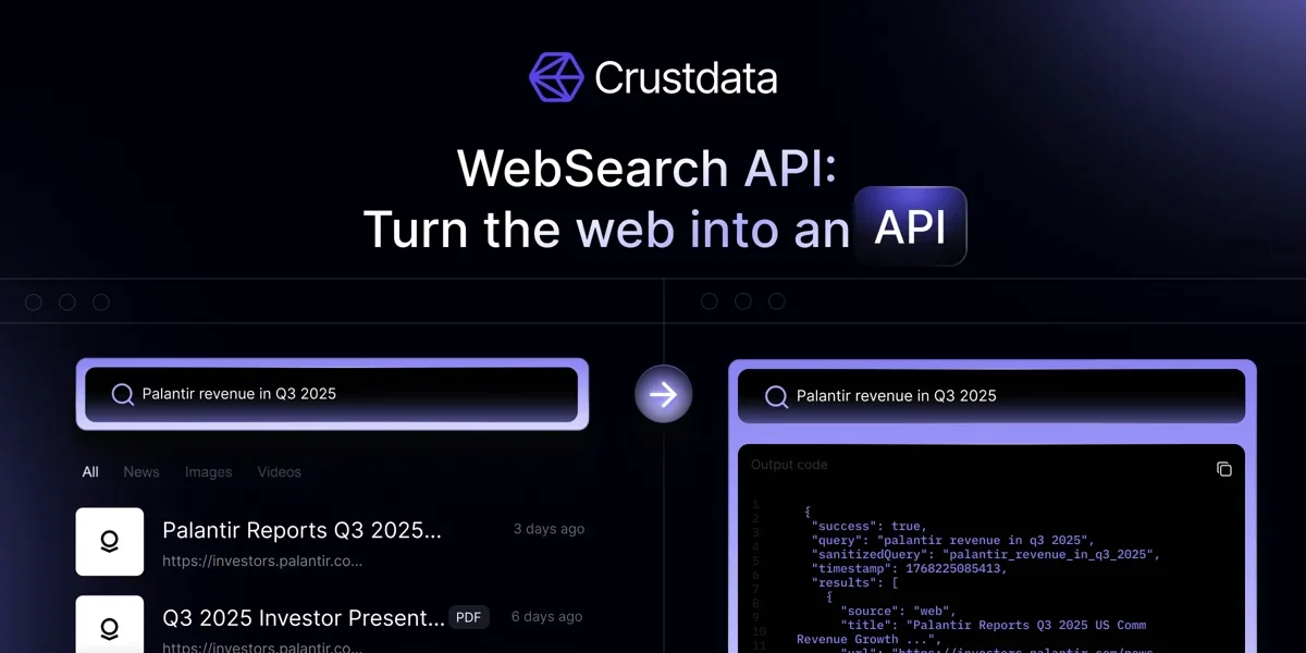[Web search API by Crustdata] Accurate and the fastest web search API for AI Agents