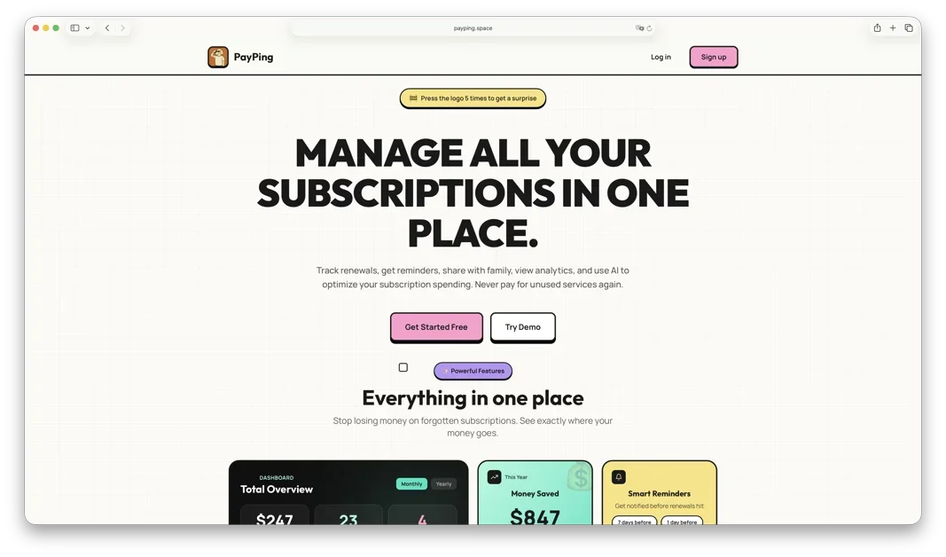 [PayPing] All your recurring payments in one place