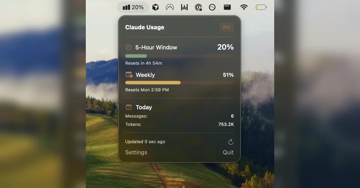 [Usagebar] Track Claude Code Usage from your Menu Bar