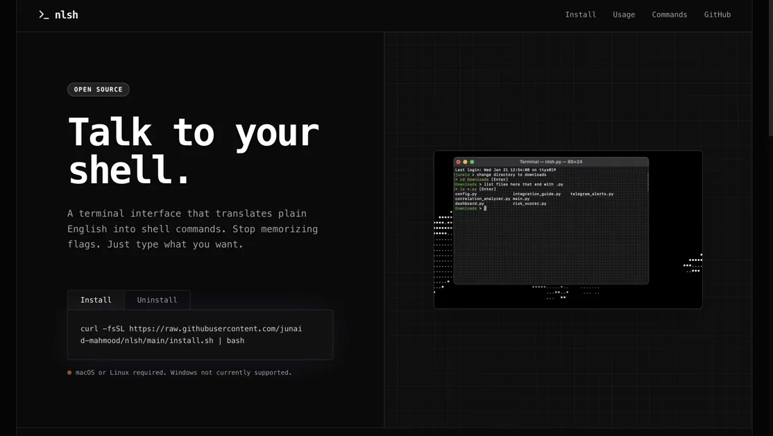 [nlsh] talk to your terminal in natural language