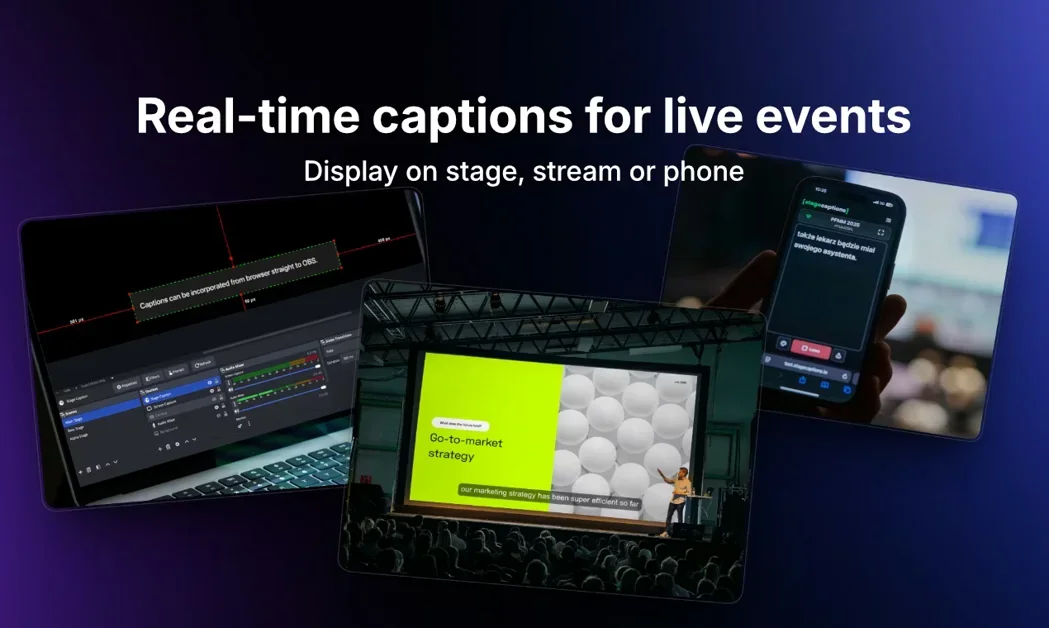 [stagecaptions.io] Real-time captioning software for live events