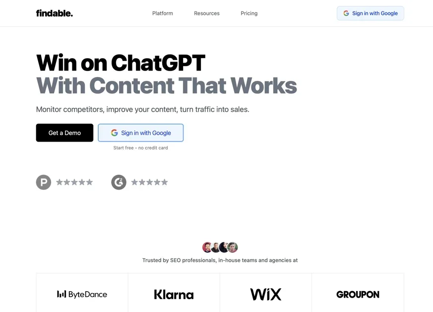 [findable.] A full Answer Engine Optimization (AEO) platform for free