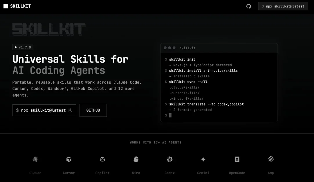 [Skillkit] The package manager for AI agent skills