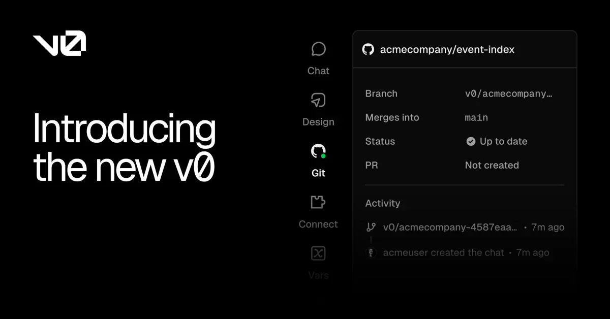 [The new v0] Full stack vibe coding platform. Created by Vercel.