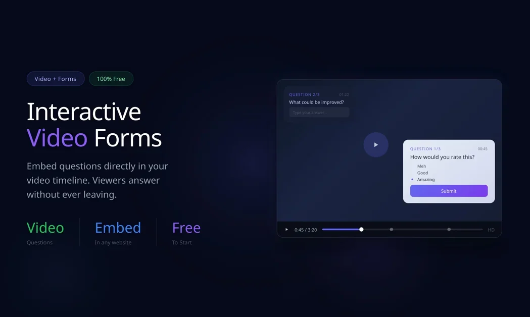 [Video Forms] Embed questionnaires in videos to create interactive forms